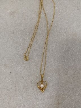 Sorrento 1/20 12k GF Heart Pendant Necklace Pearl